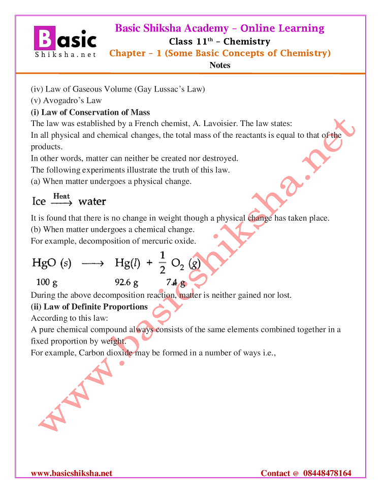 CBSE Class 11 Chemistry Chapter 1 NCERT Notes