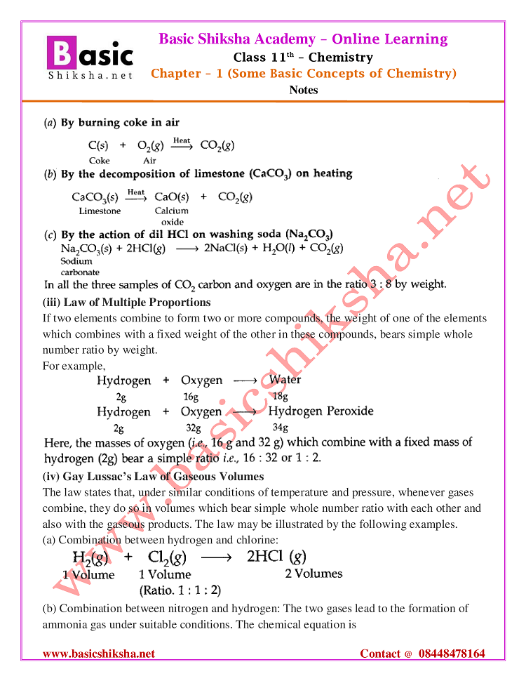 CBSE Class 11 Chemistry Chapter 1 NCERT Notes