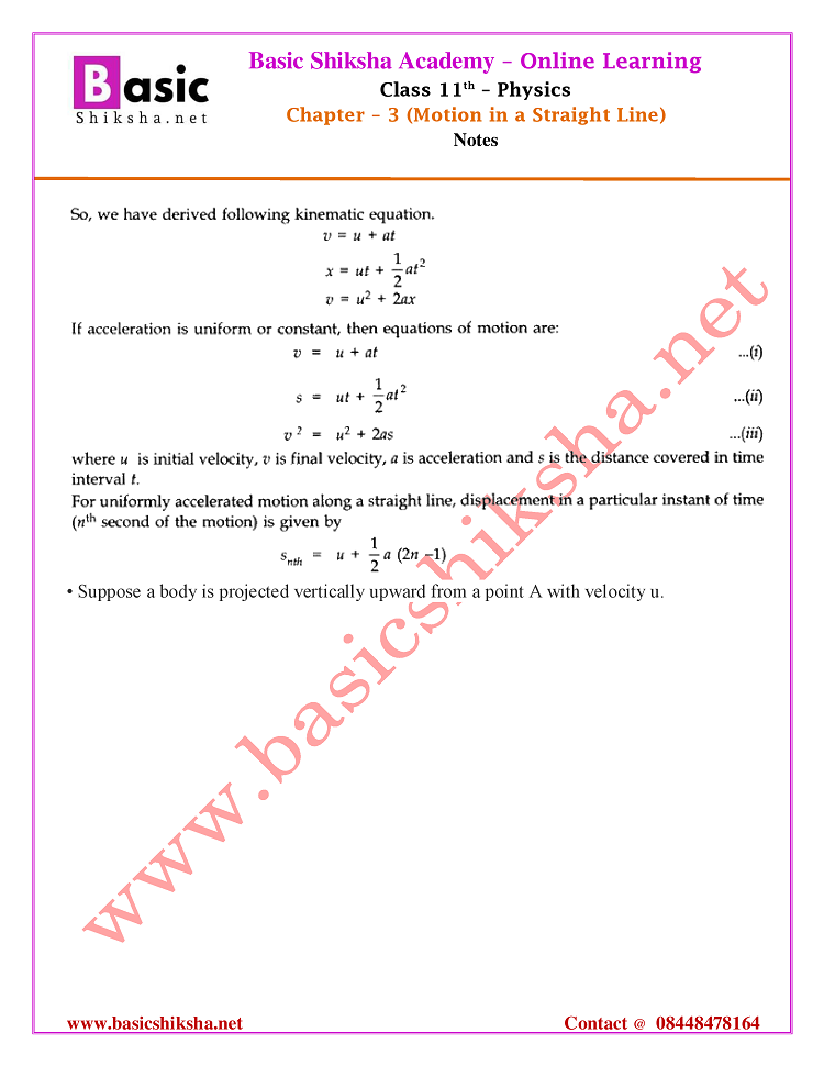 CBSE Class 11 Physics Chapter 3 NCERT Notes