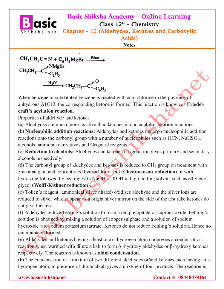 CBSE Class 12 Chemistry Chapter 12 NCERT Notes