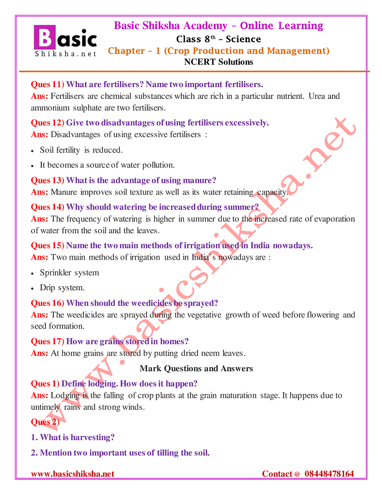 CBSE Class 8 Chapter 1 Science NCERT Questions Answers