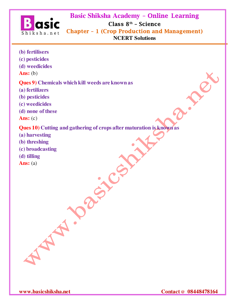 CBSE Class 8 Chapter 1 Science NCERT Questions Answers