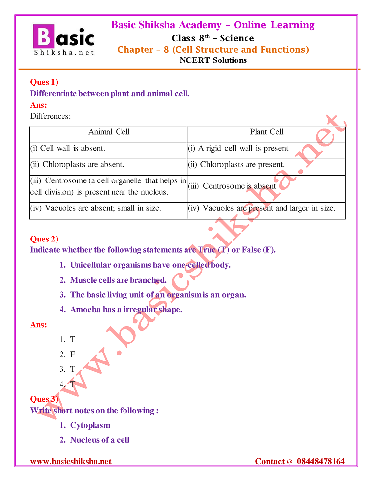 CBSE Class - 8 Chapter 8 NCERT Solutions