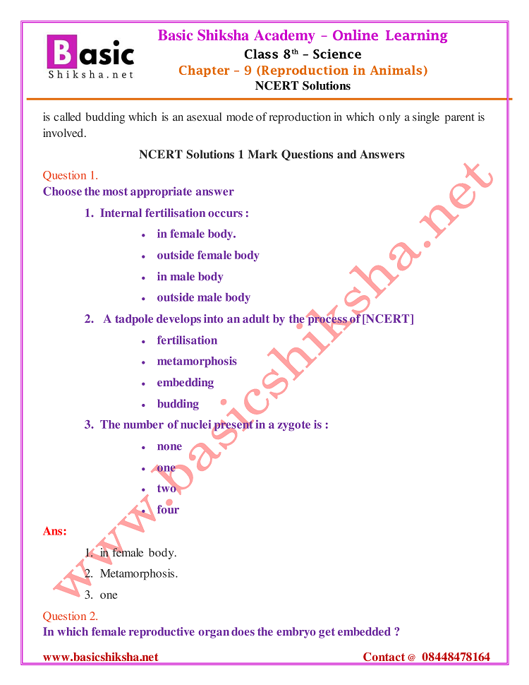 CBSE Class 8 Chapter 9 Science NCERT Questions Answers