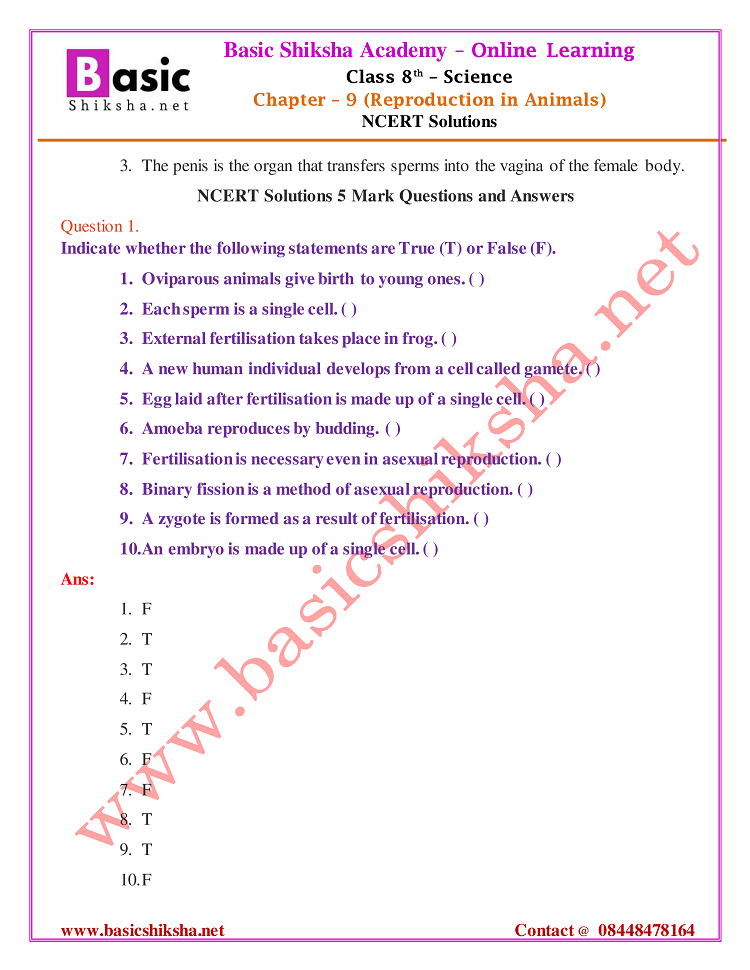 CBSE Class 8 Chapter 9 Science NCERT Questions Answers